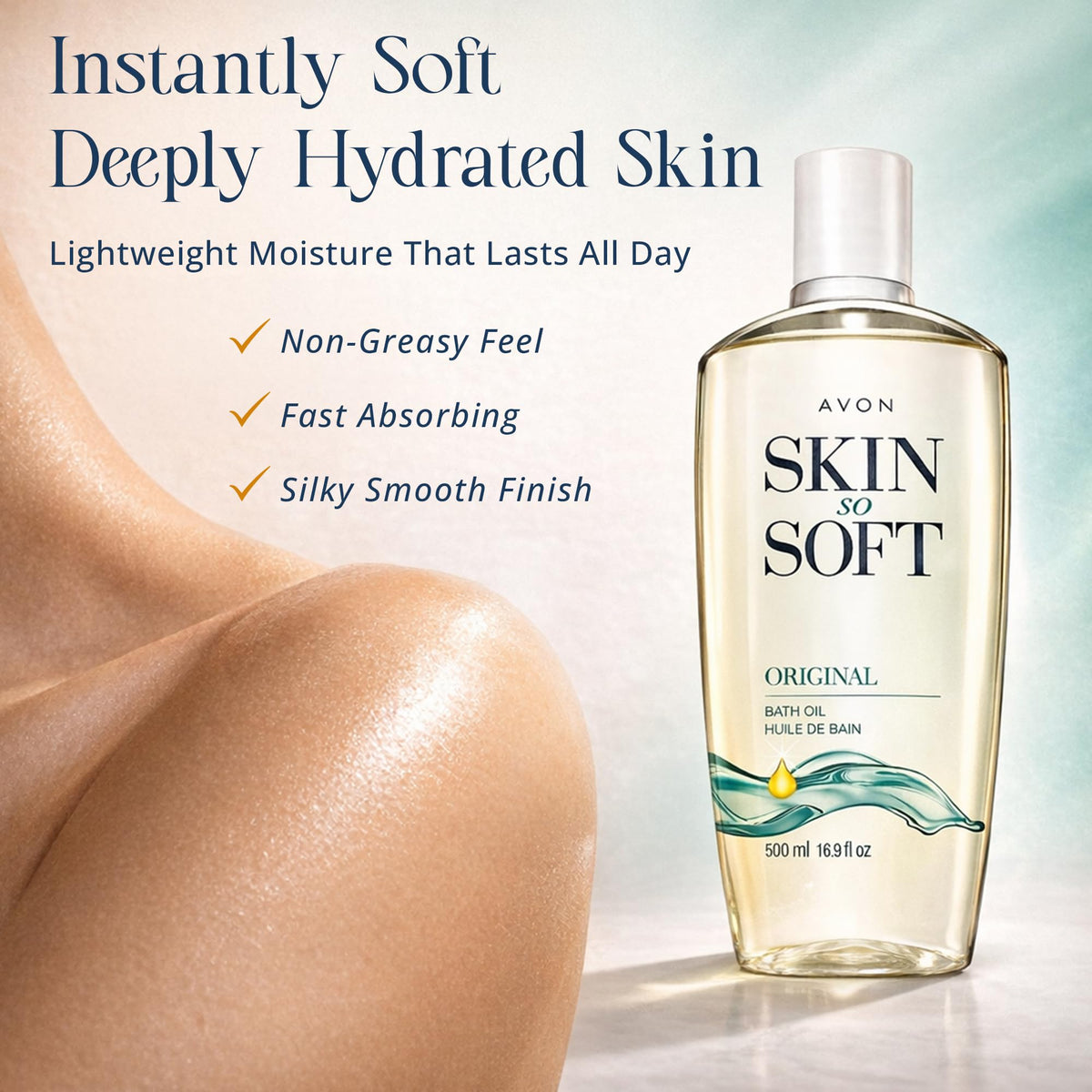 Avon Skin So Soft Original Bath Oil label close up
