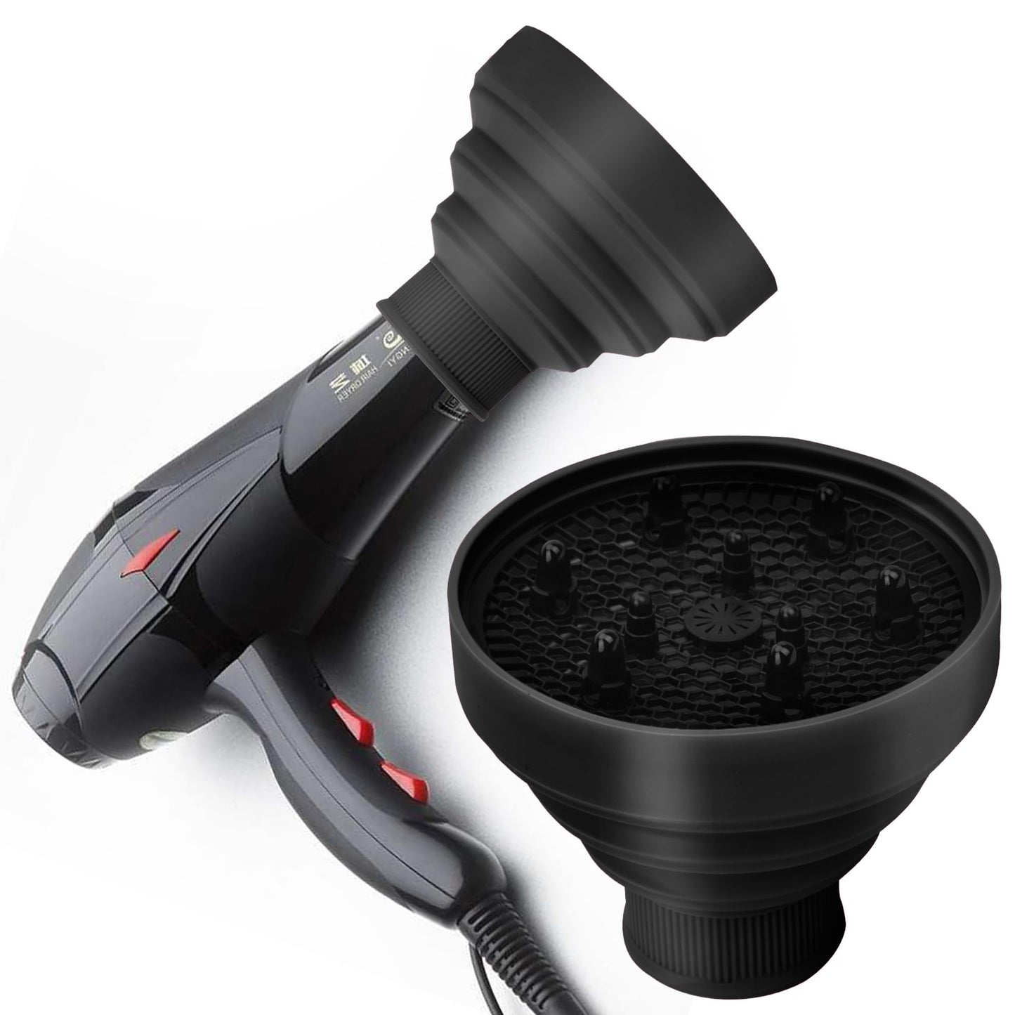Premium WAJIAYON black foldable hair dryer volumizer for defining natural curls