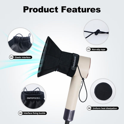 ONTOPOCELL portable hair diffuser flattened to demonstrate its ultra-compact space saving size for travel