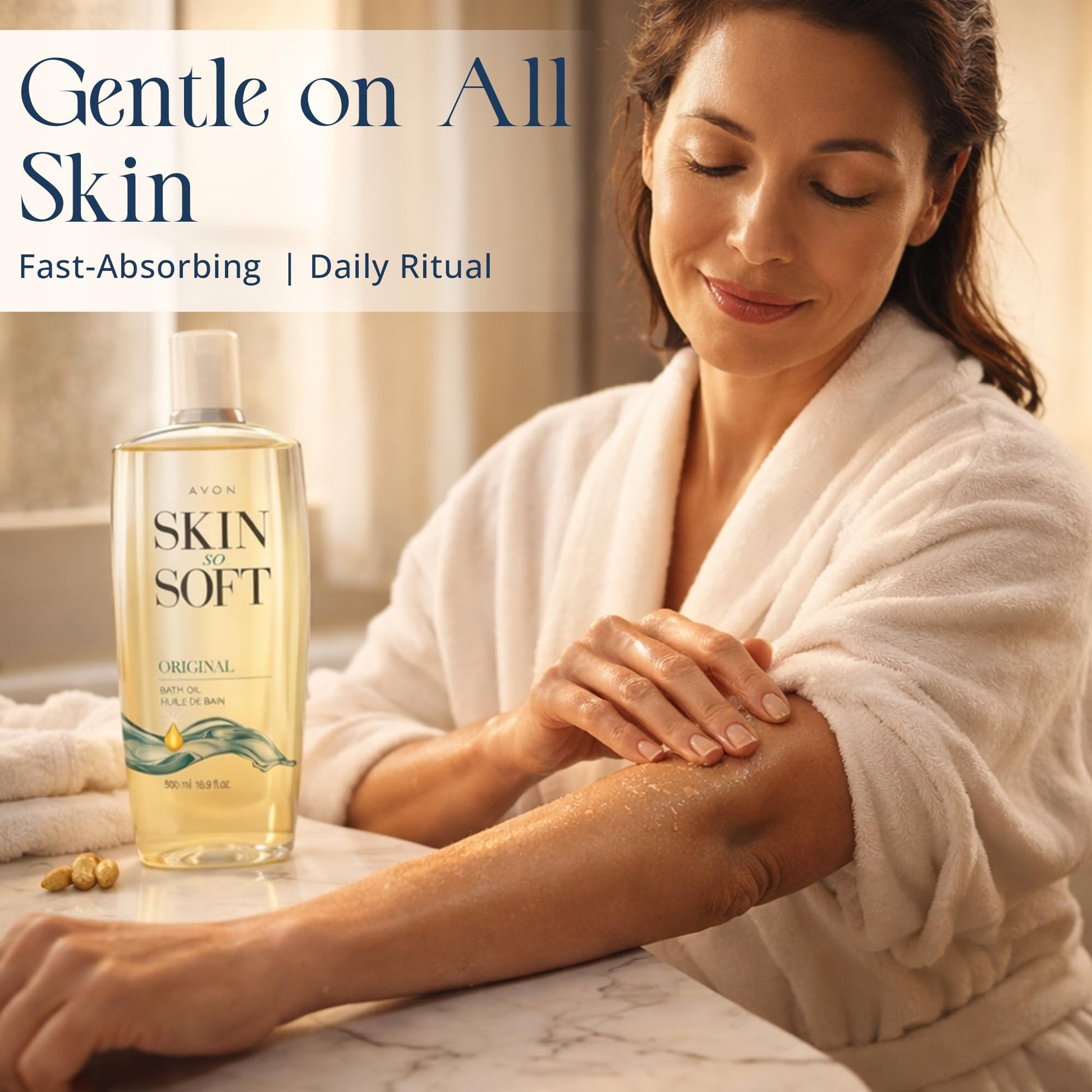 Avon Skin So Soft premium body care moisturizer side profile view