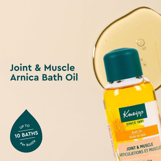 Kneipp arnica herbal bath soak liquid showing clear amber consistency