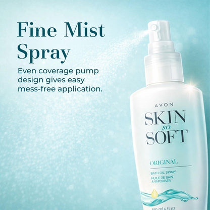 Fast-absorbing imported body spray moisturizer displayed clearly to showcase the transparent bottle design.