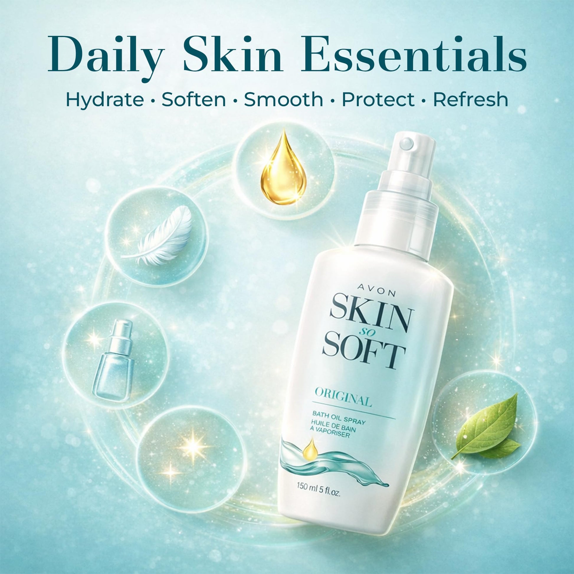 Close-up of the pump mechanism on the Avon Skin So Soft dry oil bottle ensuring even application.