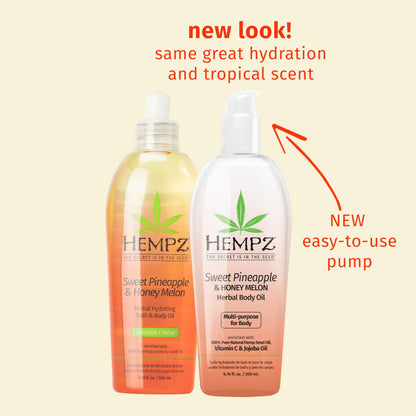 Hempz sweet pineapple honey melon oil being applied as a moisturizing shaving oil