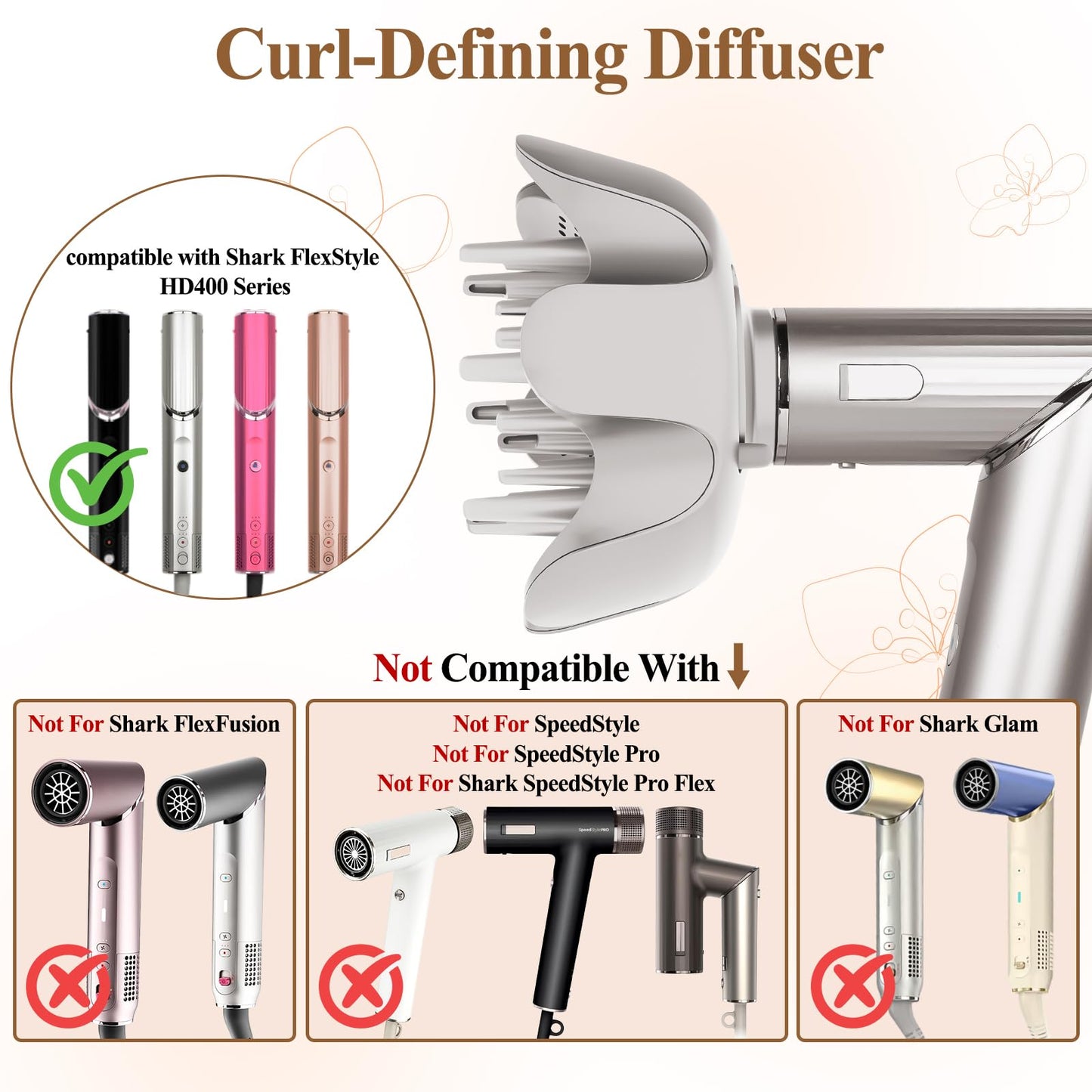 Fabmira diffuser attachment compatible with Shark FlexStyle showcasing the deep bowl design for coily hair