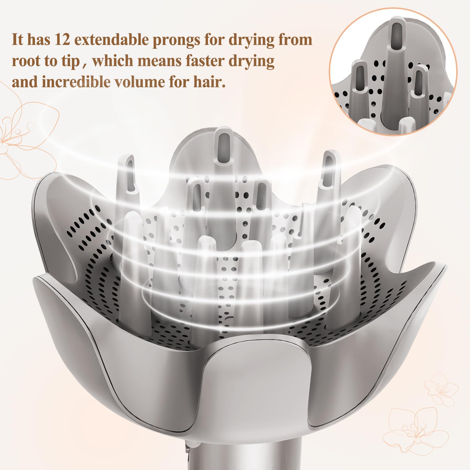 Close up view of the back connection mechanism of the Fabmira styling diffuser for HD400 series dryers