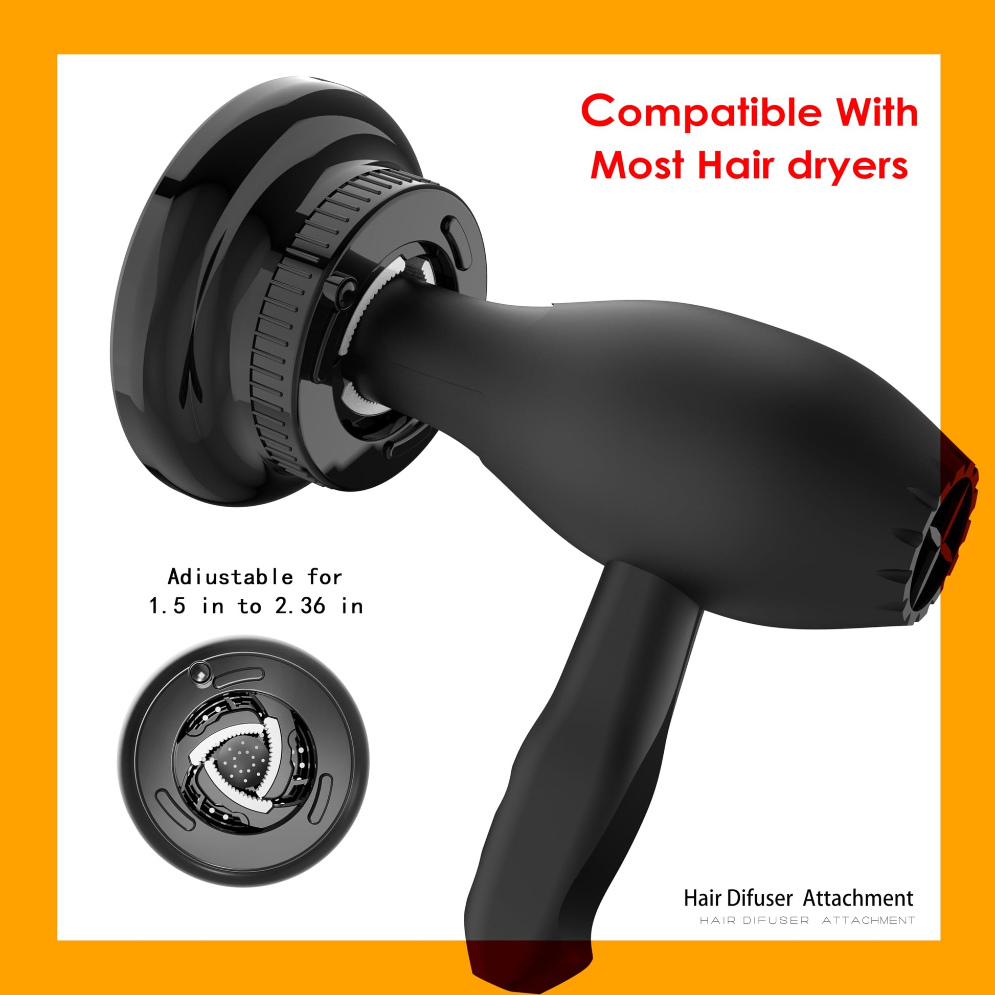 Black BLOLYO diffuser attachment for blow dryer volumizing curly hair styling