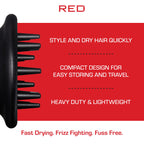 Close up of the compact design and airflow holes on the Red by Kiss salon grade diffuser.