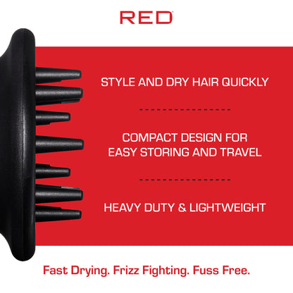 Close up of the compact design and airflow holes on the Red by Kiss salon grade diffuser.