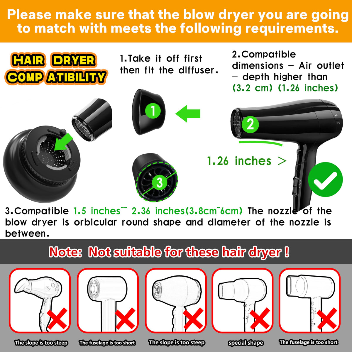 Compact lightweight BLOLYO hair diffuser attachment for travel and home use