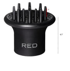 Side angle of the imported Red by Kiss diffuser showing the deep bowl structure for bouncy curls.