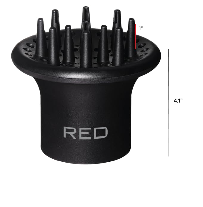 Side angle of the imported Red by Kiss diffuser showing the deep bowl structure for bouncy curls.