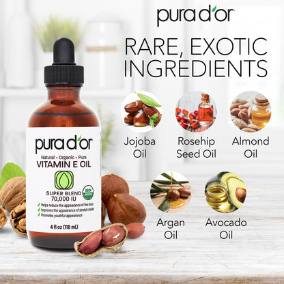 Dropper dispensing a clear drop of PURA D'OR organic facial moisturizing blend