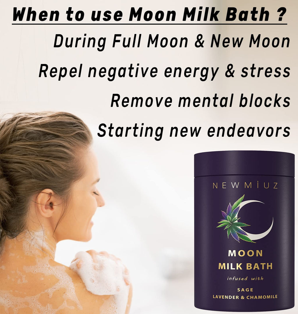 New Miuz moon milk bath powder container back label details