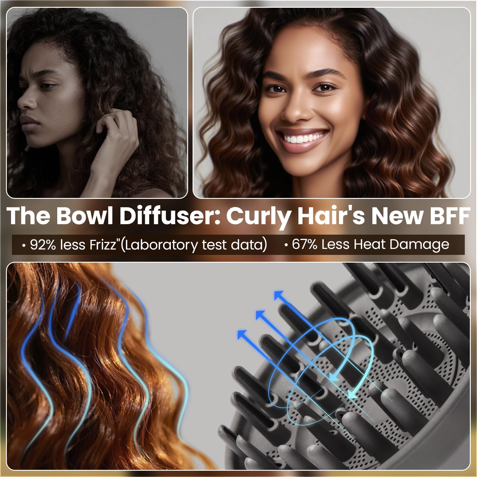 Dotspun upgrade hair dryer nozzle close up view detailing the extended prongs designed for thick hair