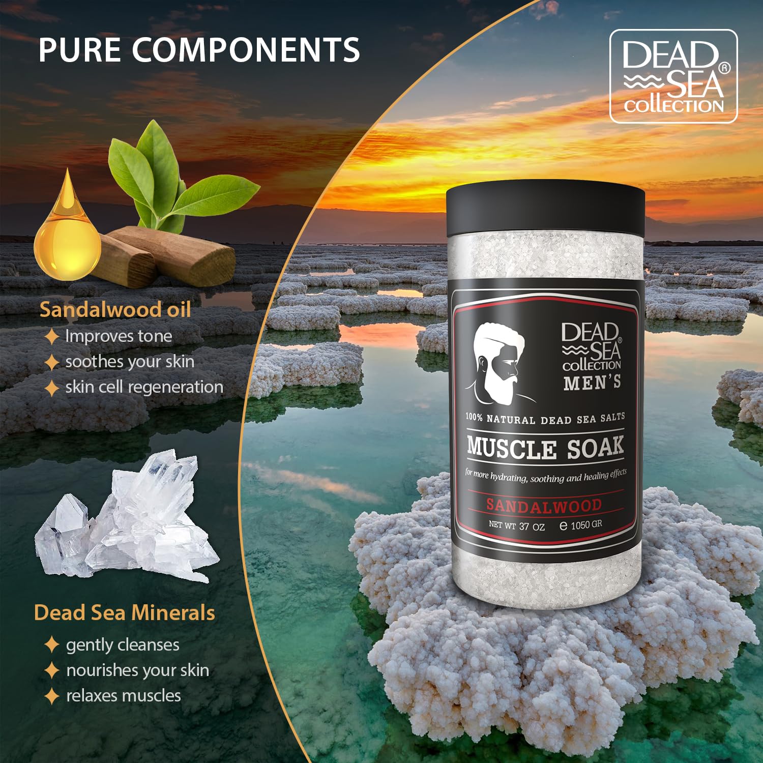 Close up of Dead Sea Collection muscle recovery bath salt granules