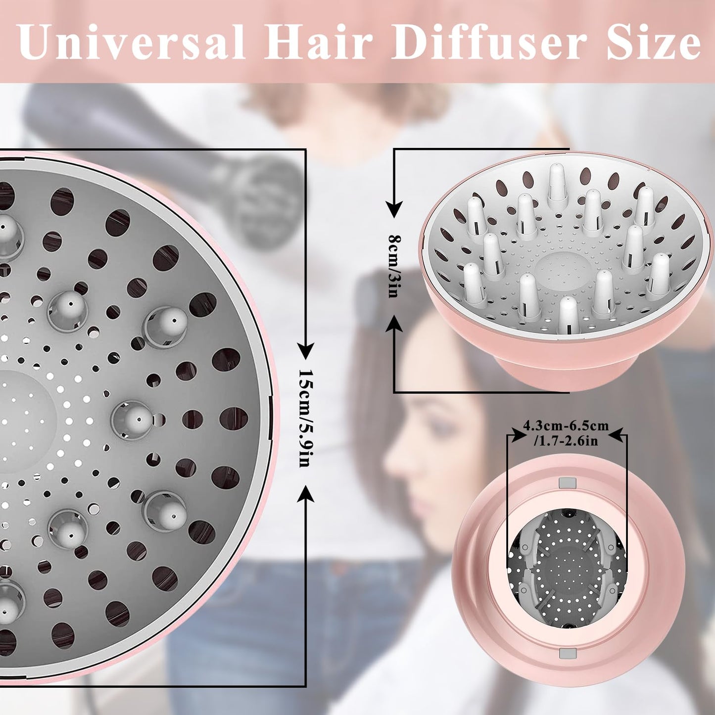 Polly Online pink hair diffuser attachment side angle highlighting durable heat resistant casing