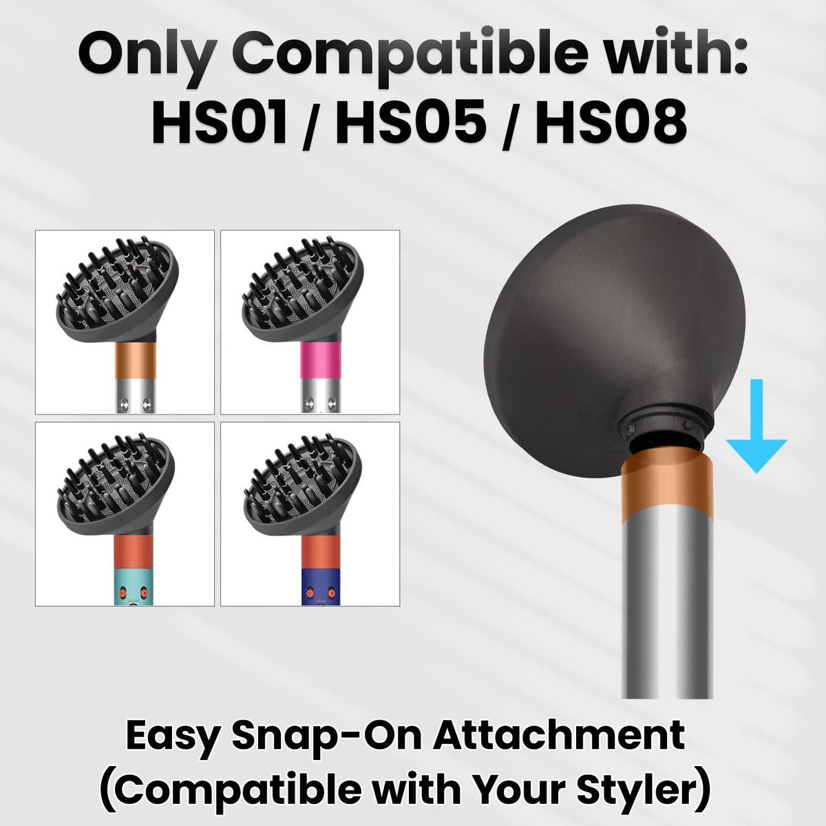 Full product view of the Dotspun upgraded diffuser accessory tailored for Indian consumers with curly hair
