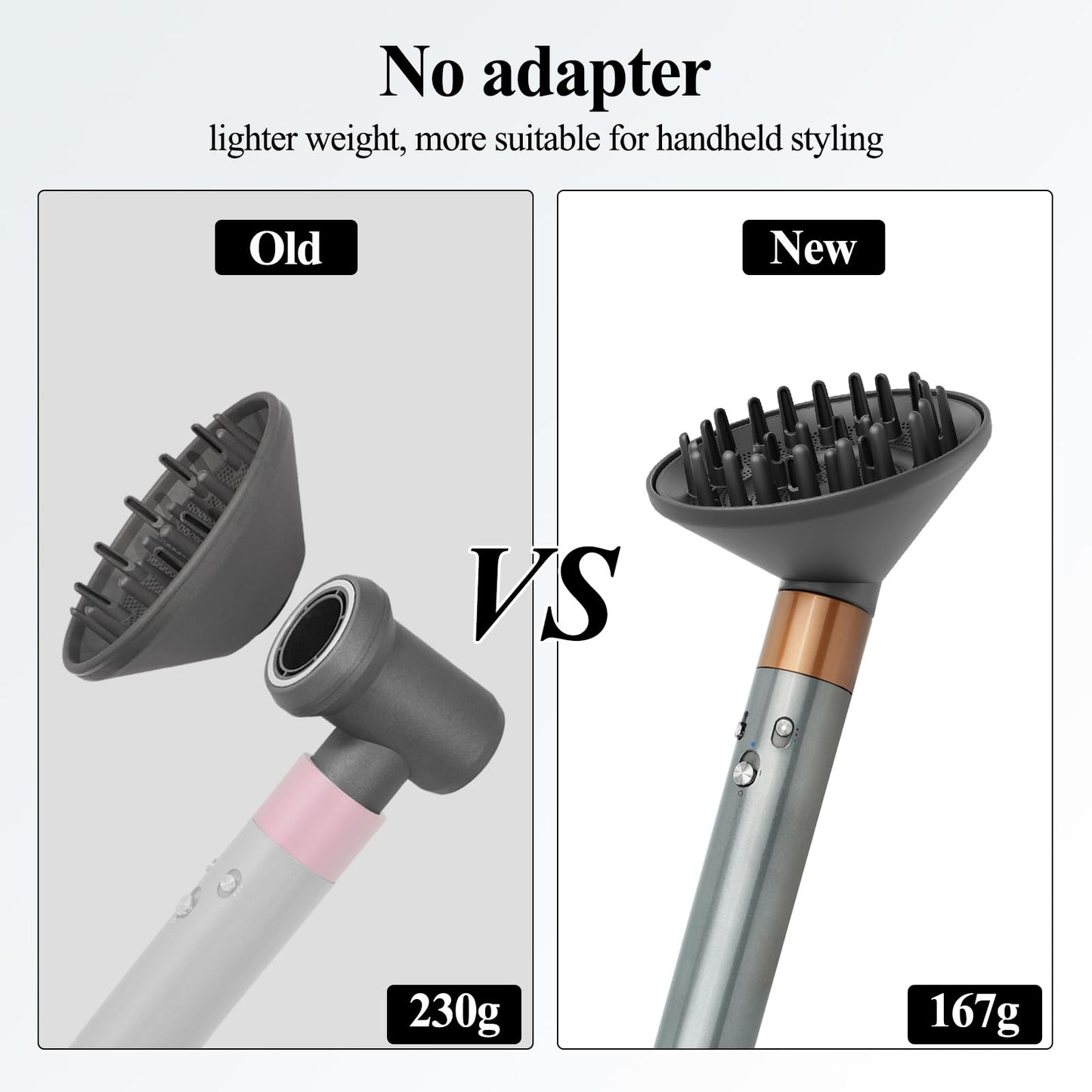 Close up view of the internal air vents and extended prongs designed for fast drying wavy hair textures.