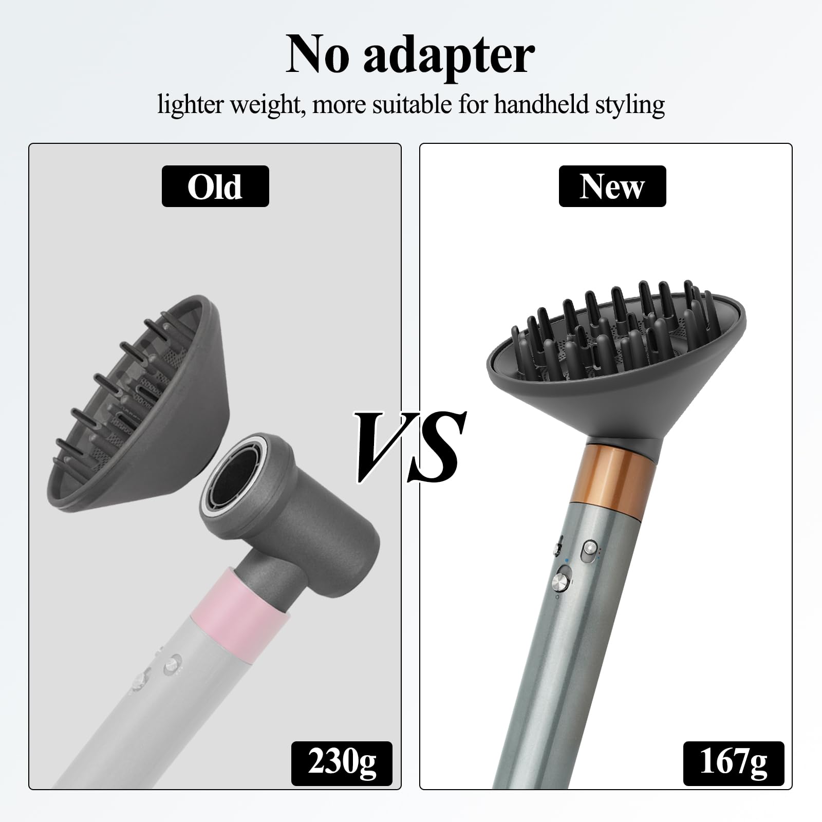 Close up view of the internal air vents and extended prongs designed for fast drying wavy hair textures.