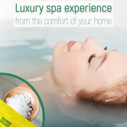 Person using Magnum Solace magnesium flakes for foot soak