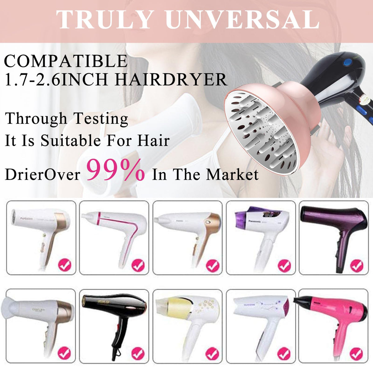 Polly Online universal curly hair diffuser product packaging display with imported beauty tool