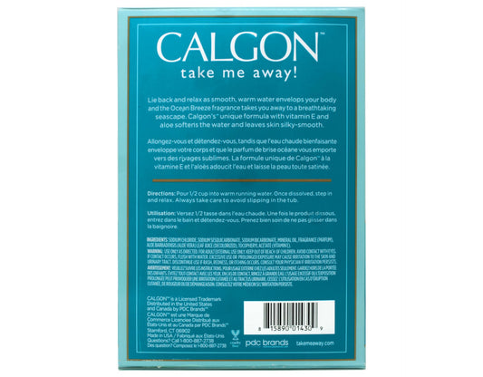 Calgon Bath Beads Ocean Breeze 30 Ounce box detail