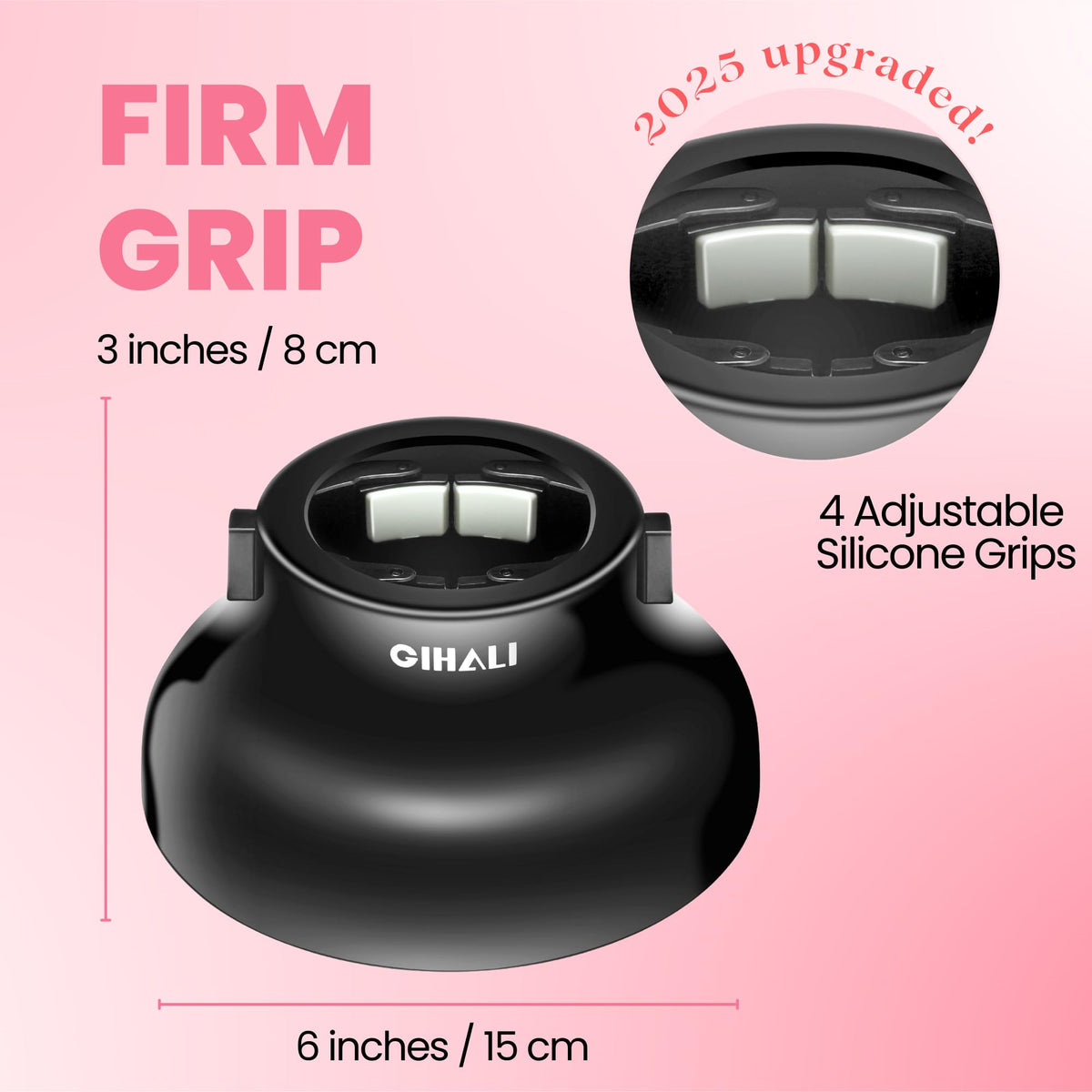 Gihali hair dryer attachment showing the patented one hand button flex clamp mechanism