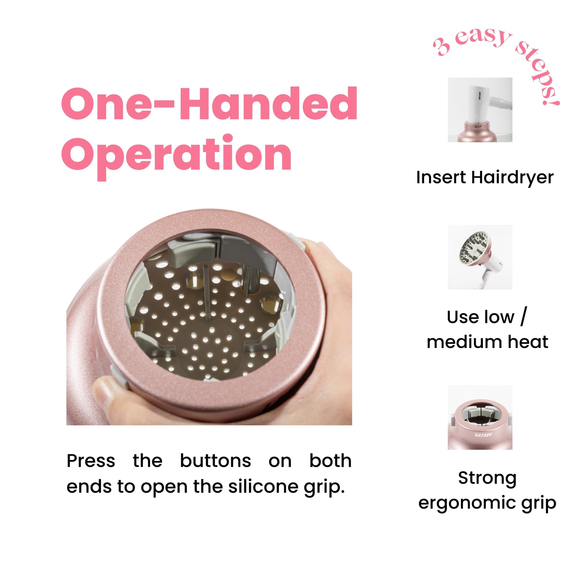 Gihali anti frizz hair styling tool attachment angled view displaying sleek matte finish