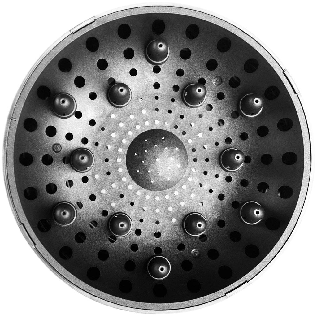 Side angle view of the Hairizone hair dryer attachment displaying the patented retractable buttons for universal fitting