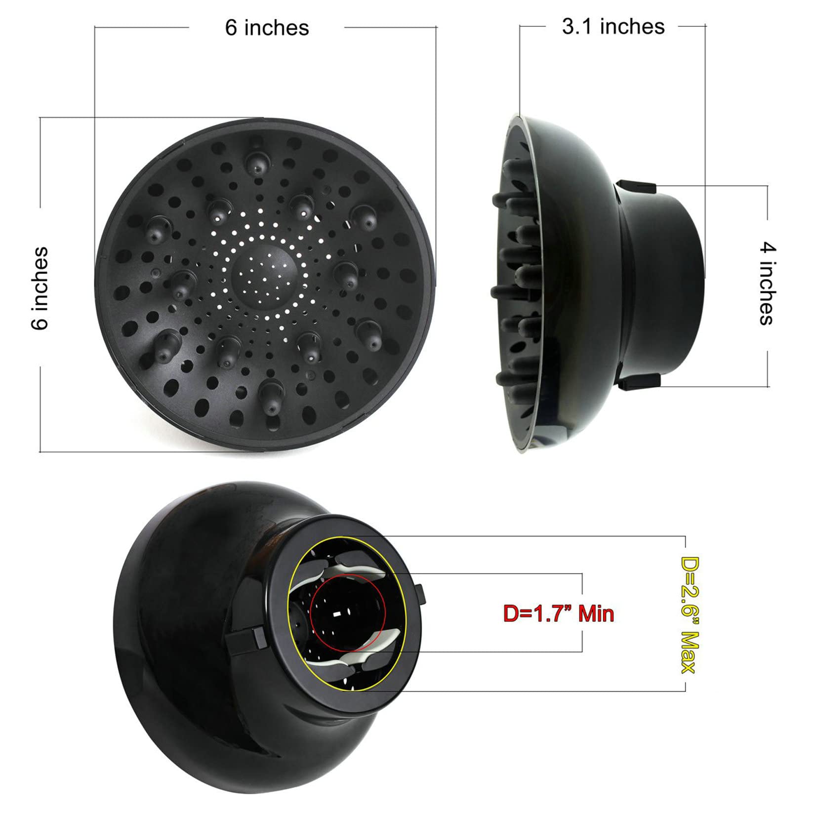 Back view of the Hairizone curly hair diffuser attachment showing the durable heat resistant honeycomb structure