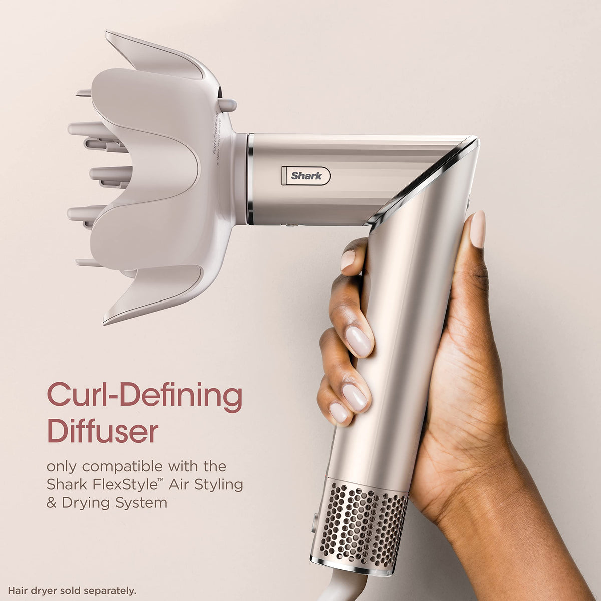 Close up of the specialized petal design on the Shark curl defining diffuser