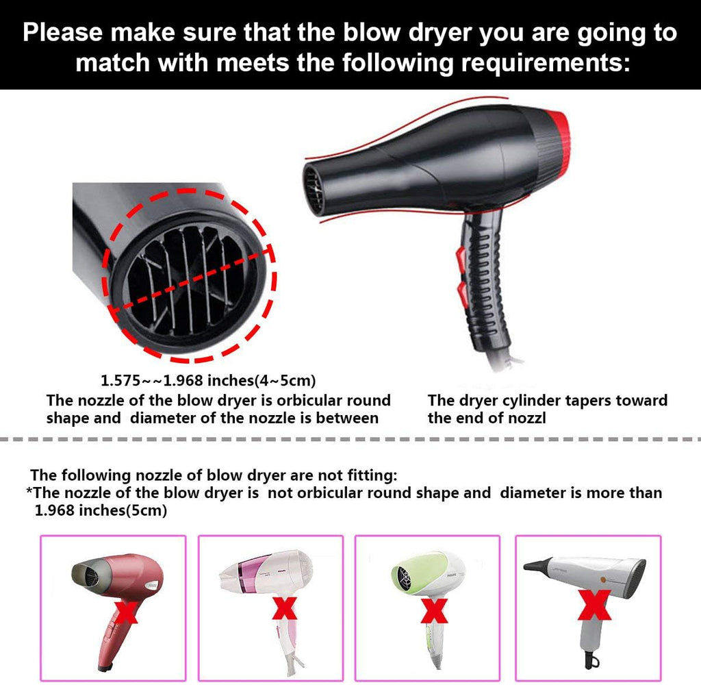 KingKam universal hair dryer diffuser nozzle opening showing flexible stretch fit material for four to five centimeter barrels.