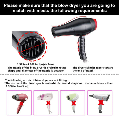 KingKam universal hair dryer diffuser nozzle opening showing flexible stretch fit material for four to five centimeter barrels.