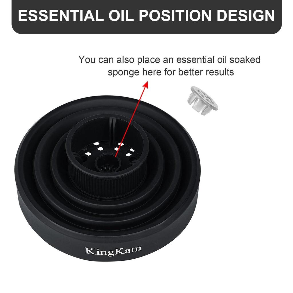 Packaging view of the authentic USA imported KingKam collapsible hair dryer diffuser for textured hair care.