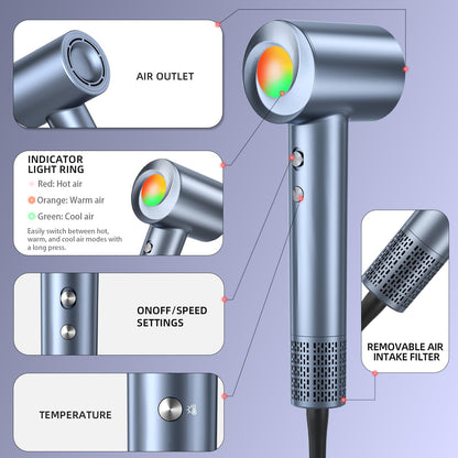 Foiyuf ionic hair dryer compact and portable design