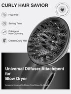 Side view of the adjustable black hair dryer diffuser nozzle showcasing the expandable silicone grip.