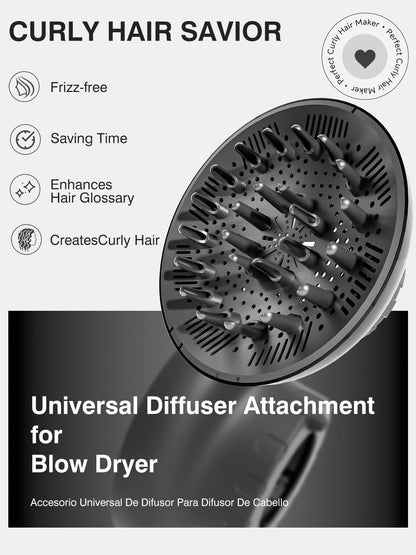 Side view of the adjustable black hair dryer diffuser nozzle showcasing the expandable silicone grip.