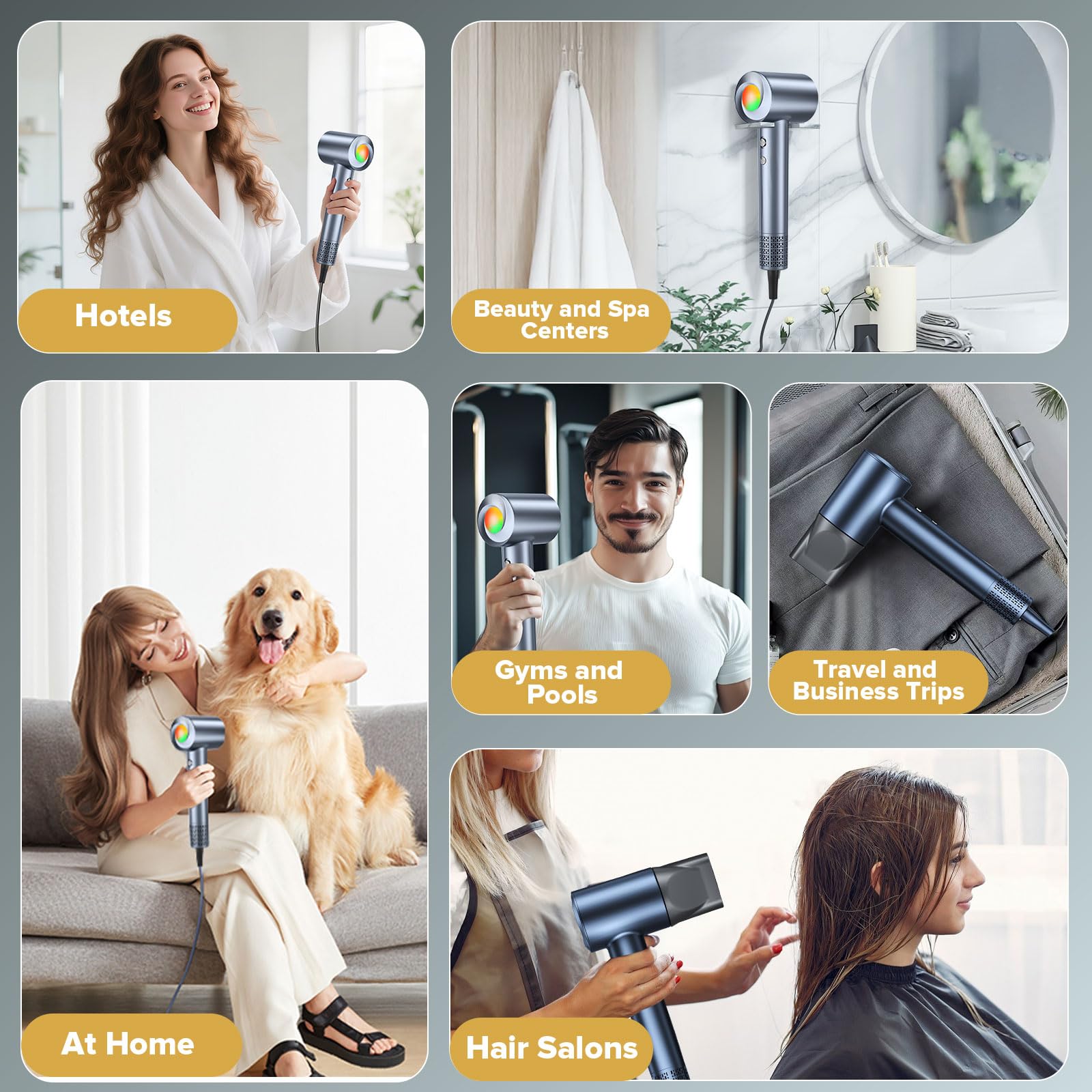 Foiyuf blue professional hair dryer side profile