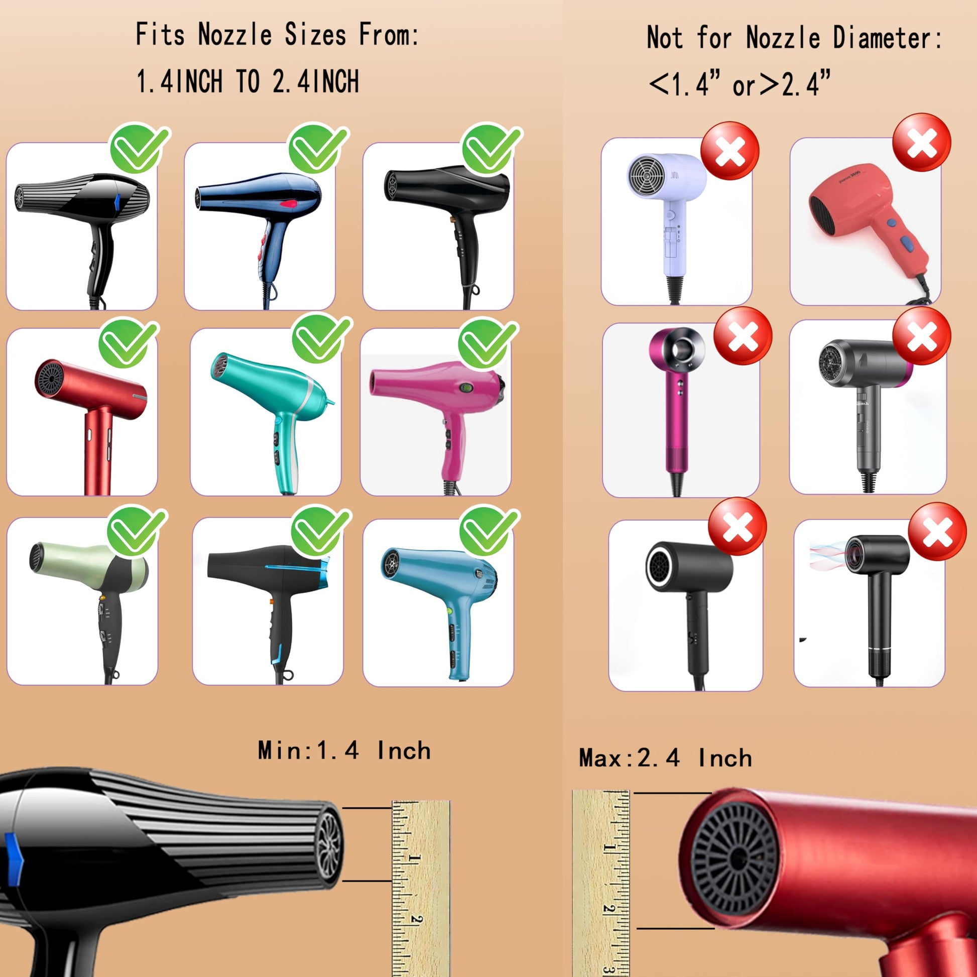 LIGOLIG black hair diffuser attached to a standard blow dryer nozzle demonstrating secure grip.