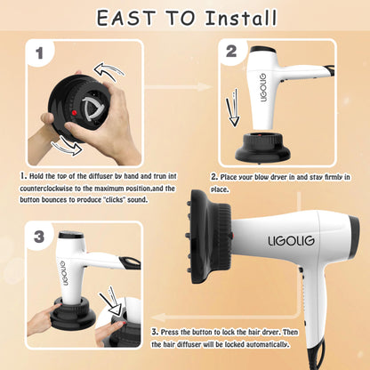 LIGOLIG travel friendly hair diffuser side view showcasing its compact and lightweight design.