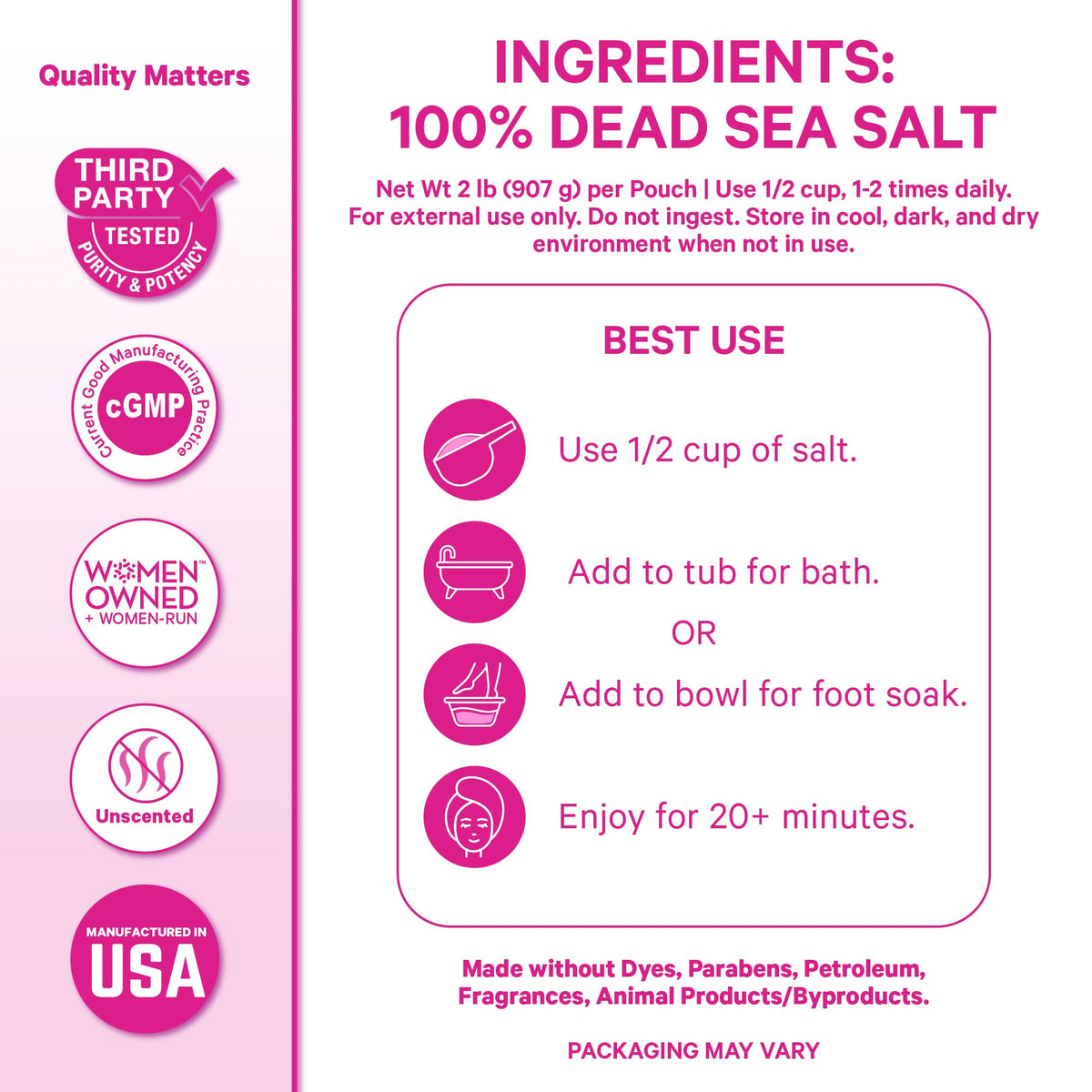 Natural mineral bath soak in a ceramic bowl