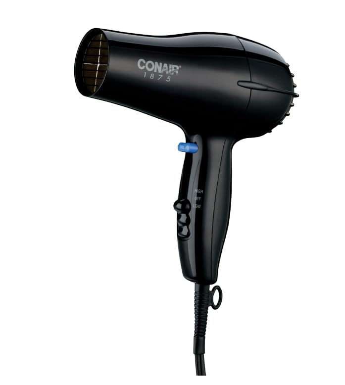 Conair mid-size styling blow dryer displaying the high and low heat toggles