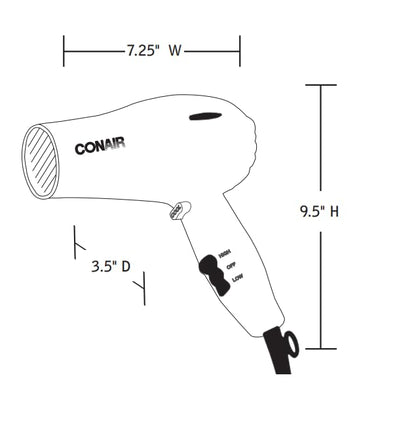 Conair 1875W black hair dryer showcasing the integrated cool shot button