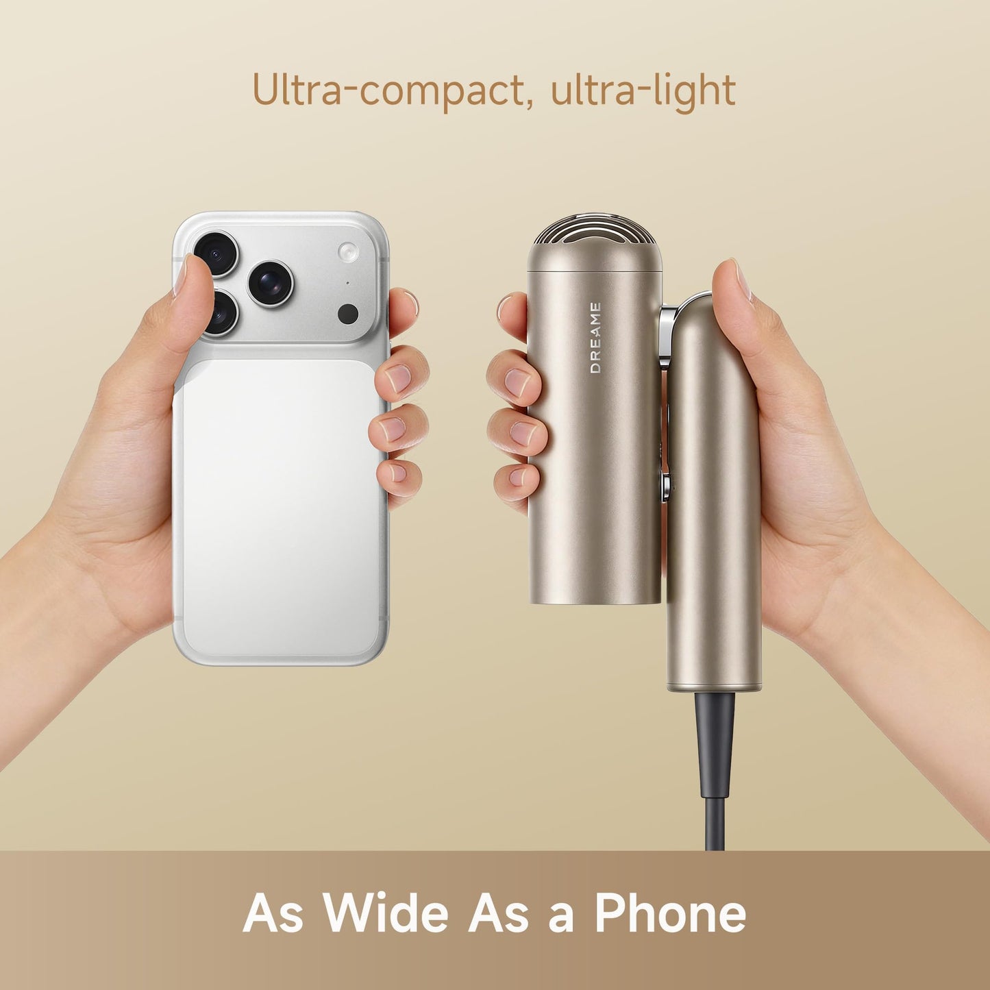 Front view of foldable Dreame high speed hair dryer