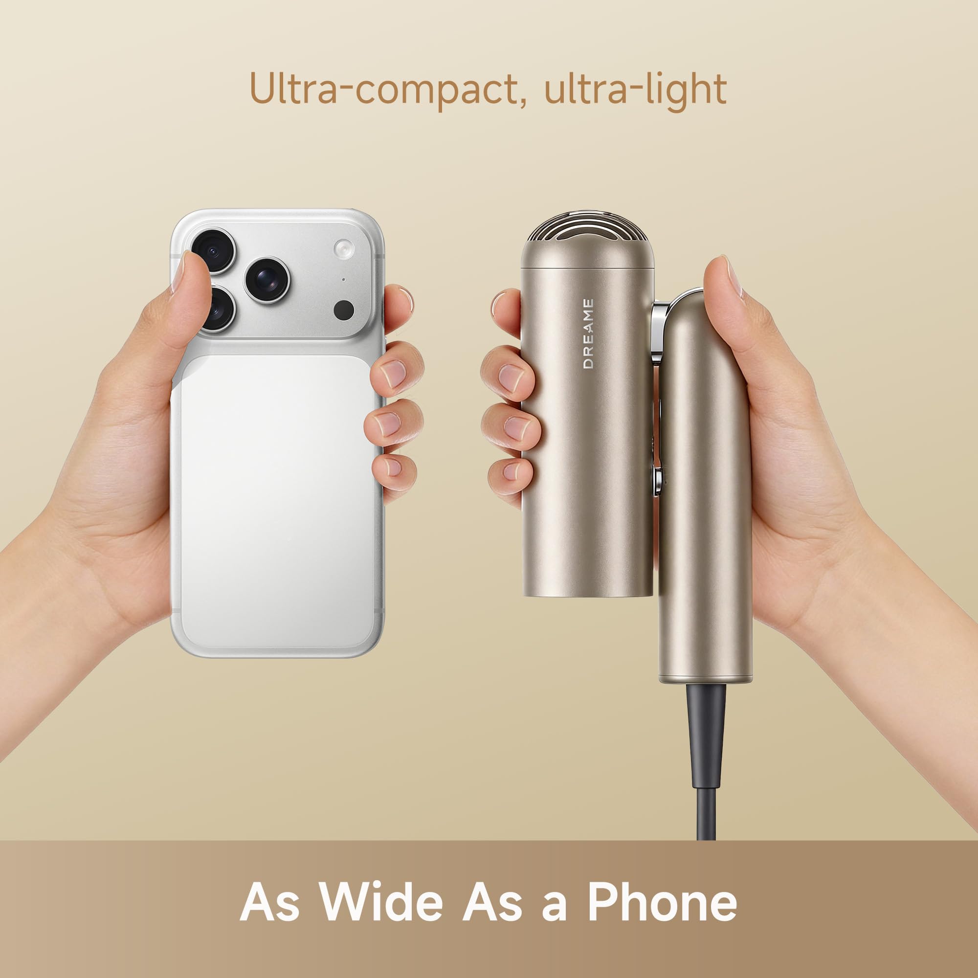 Front view of foldable Dreame high speed hair dryer