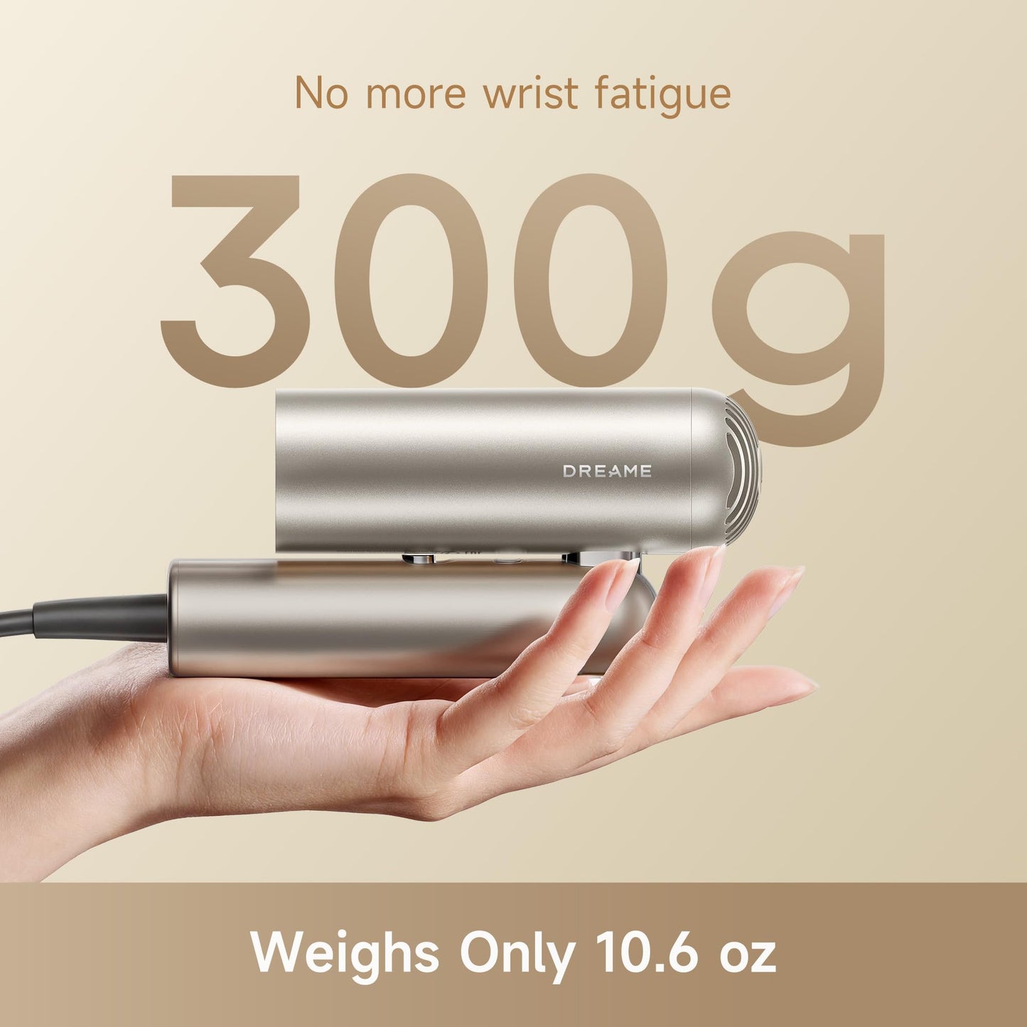 Side profile showing the compact foldable design of Dreame hair dryer