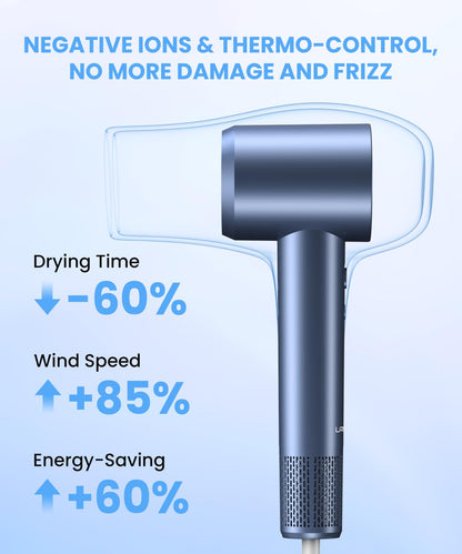 Lampick fast drying hair dryer side view highlighting compact dimensions for travel packaging