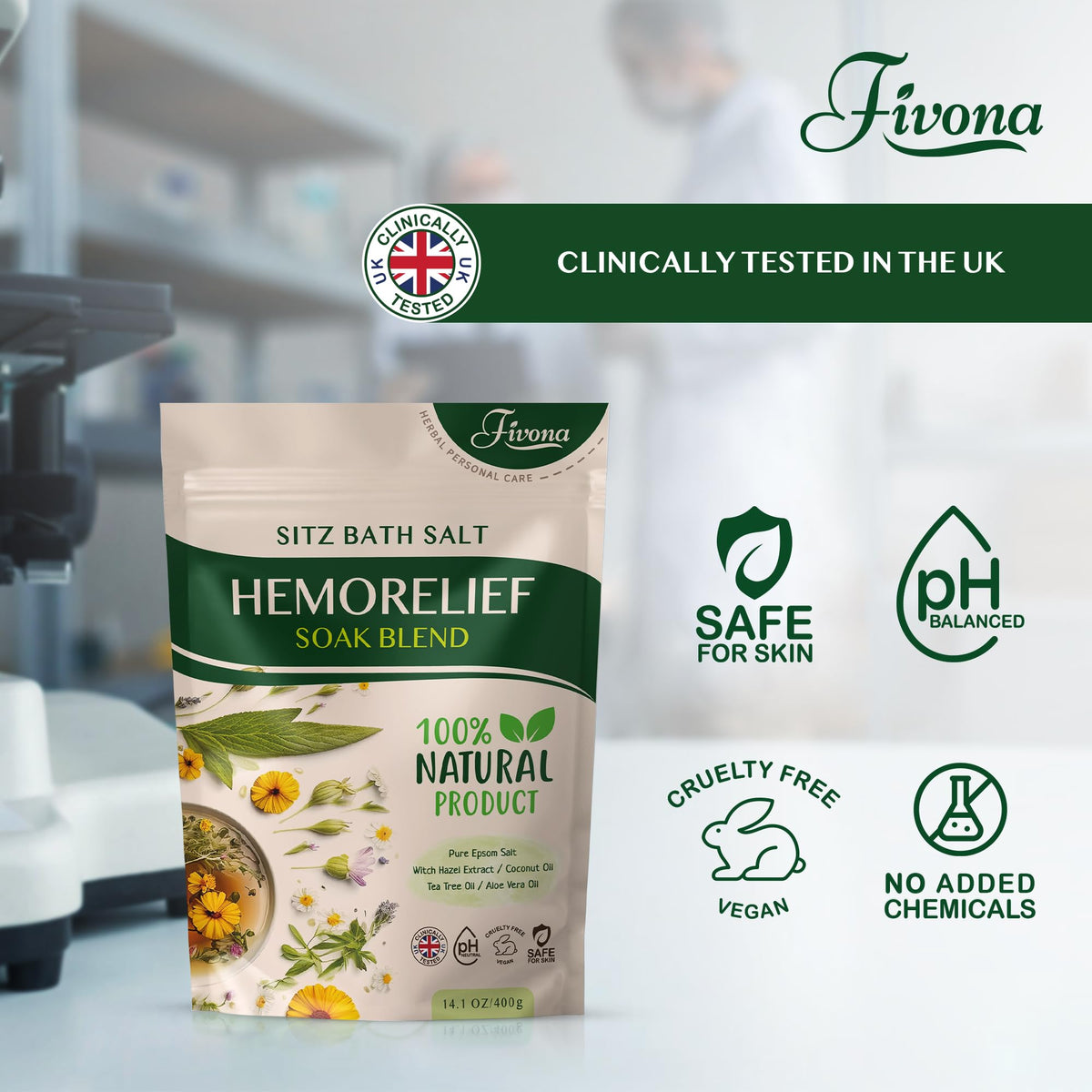 Fivona sitz bath soak blend ingredient highlights and label details