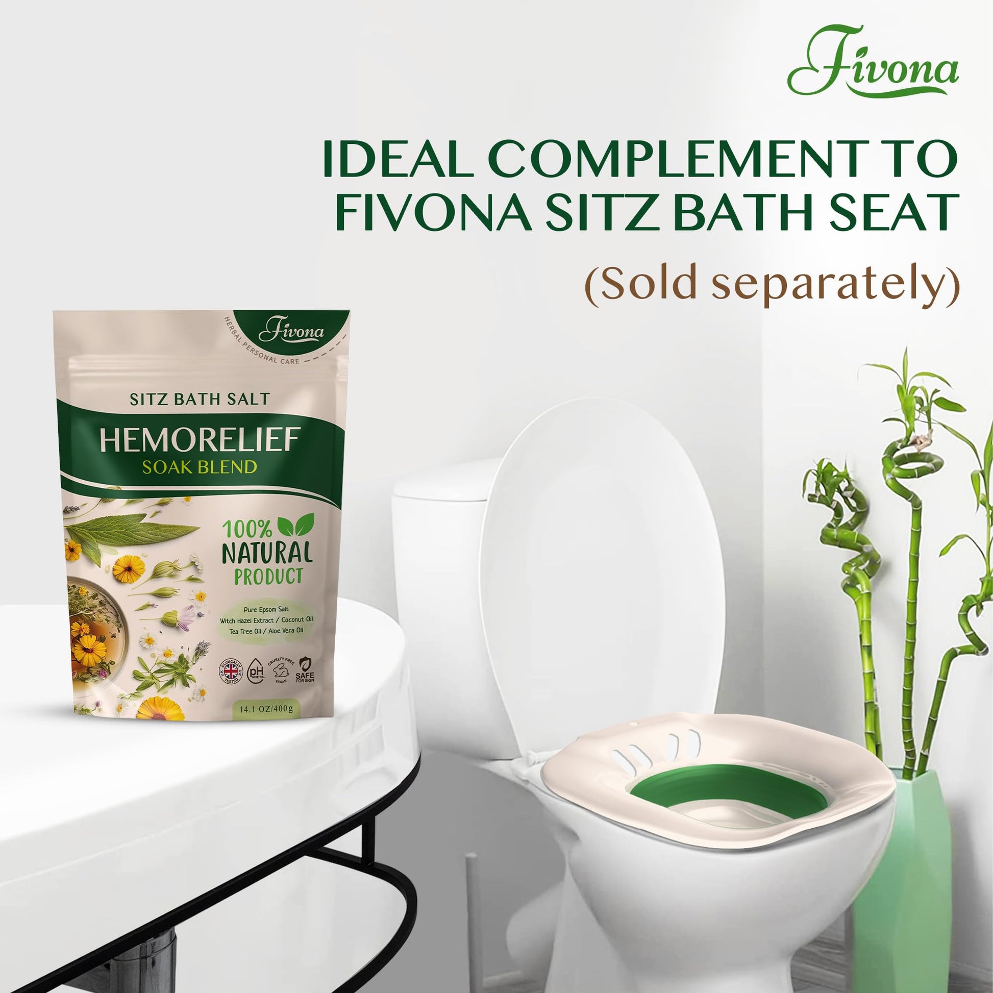 Vegan and cruelty free Fivona sitz bath salt blend